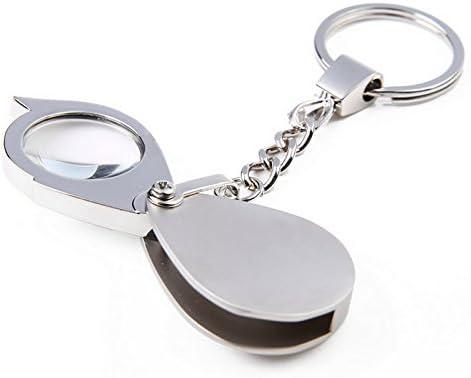 NIEGIENNA-5x Foldable Pocket Eye Loupe Magnifier Magnifying Glass with Keychain for Coin Jewelry Diamond Jeweler Gem