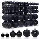 100ct Christmas Ball Ornaments Set, Black Xmas Tree Decoration, Shatterproof Decorative Hanging Balls with Loop for Christmas Party Holiday Wreath Garland Home Decor