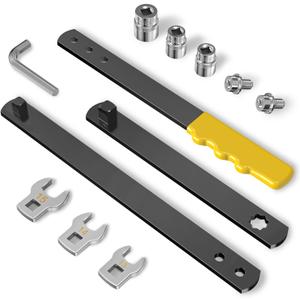 11PCS Universal Serpentine Belt Tool Kit, 3 Sockets (15,16,18mm) & 3 Die Wrench (13,14,15mm), Tensioner Wrench & Belt Removal Tool for Auto Repair, Maintenance & Pulley Release