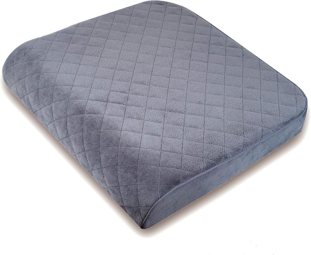 Large 19"x17"x3.25" Medium-Firm Memory Foam Seat Cushion with Cooling Effect, Washable Cover and Non-Slip Base for Office Chairs, Wheelchairs, Recliners, Cars - Back Pain Relief - Gray