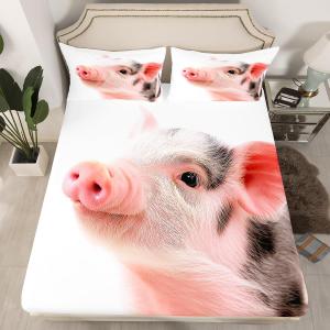 Erosebridal Pig Bedding Set Cute Pig Fitted Sheet Animal Theme Bed Cover Farm Animal Sheet Set with Deep Pocket for Kids Boys Girls Teens 1 Fitted Sheet with 2 Pillow Cases twin