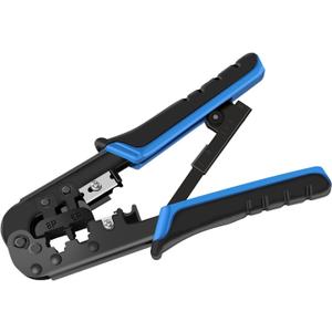 RJ45 Crimp Tool for Cat5 Cat5e Cat6, RJ-11, 6P/RJ-12, 8P/RJ-45 Crimp, Cut and Strip RJ45 Crimping Tool, Portable Ethernet Crimper Networking Tools(Non-Pass Through Type)