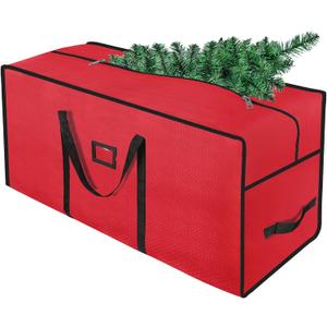 7.5ft Heavy Duty Christmas Tree Storage Bag - Waterproof 600D Oxford Fabric, Reinforced Handles, Dual Zippers & Wide Opening. Christmas Tree Box. Solve Post - Holiday Storage Hasslesred