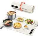 Food Warming Mat, Silicone Heating Tray with 7 Temperature Settings, Quick Full Surface Heating Pad, Thermochromic Line, Kids Lock, Electric Warming Tray for Buffets Party