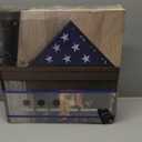 Burial Flag Display Case Fits 5'x9.5' Flag, Thin Bottom Edge Military Flag Box with Glass Front for American Veteran Flag, Wooden Memorial Folded Flag Case Shadow Box (Cherry)