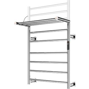 Foldable Heated Towel Rack, Smart Dual-Zone App & Voice Control Electric Towel Warmer Rack, GFCI Plug-in/Hardwired, Wall-Mounted, Drill-Free Install, Chrome, CA3-900X550-Pro-C