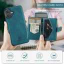 Wallet Case Designed for iPhone 17 Premium PU Leather Detachable Magnetic Card Holder Shockproof Magnet Wallet Phone Cover for iPhone 17 (Blue Green)
