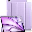 DTTO for iPad Air 13 Inch Case M4/M3/M2 2026/2025/2024, iPad Pro 12.9 Inch Case (6th/5th/4th/3rd Gen), Smart Slim Trifold Stand Soft Cover with Pencil Holder, Taro Purple