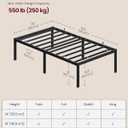 VASAGLE Twin Metal Bed Frame 18 Inches Tall, 550 lb Weight Capacity, No Box Spring Needed, with Under-Bed Storage, Easy Setup, Heavy-Duty Platform Bed, Mattress Retainers, Matte Black URMB673BD02S