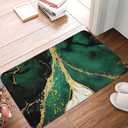 Emerald Green and Gold Marble Bathroom Rugs Bath Mat Floor Non-Slip Floor Carpet Absorbent Door Mat Home Decor for Kitchen Bedroom Indoor Outdoor 20"x31.5"in