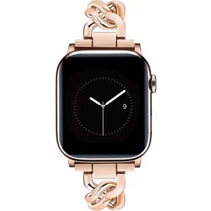 JR.DM Rose Gold Watch Bands for Women Compatible with Apple Watch 38mm 40mm 41mm 42mm(S10/11) Adjustable Metal Cowboy Steel Single Chain Bracelet for iWatch Series 11/10/9/8/7/6/5/4 SE 3/2/1(No Case)