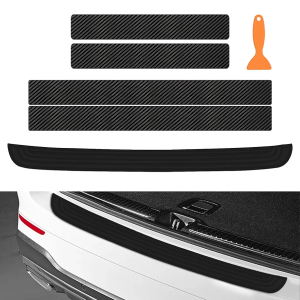 PWOSSYG Car Rear Bumper Protector Guard, 4PCS Car Door Sill Protector,Anti-Scratch Abrasion Rubber Trunk Door Entry Sill Guard, Non-Slip Vehicle Trim Cover Protection Strip.