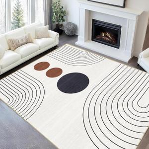 8x10 Boho Area Rug for Living Room Modern Geometric Abstract Rug Ivory