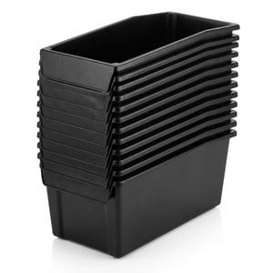 Plastic Stackable Storage Bin, Black (12 Pack) 