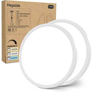 2PACK Flush Mount LED Ceiling Light Fixture White, 12Inch 28Watt, Dimmable & 3000K-4500K-6000K 3 Color Selectable Ceiling Lamp 3200LM Low Profile Ceiling Light for Kitchen Bedroom Hallway Porch