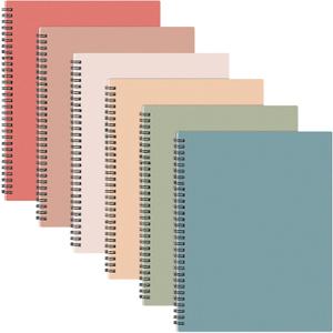 Glenmal 6 Pcs Spiral Notebook for Work A4 8.5 x 11'' College Ruled Spiral Journal Notebook Kraft Cover Ruled Paper, 120 Sheets 240 Pages for Office Study Supplies(Vintage Colors)