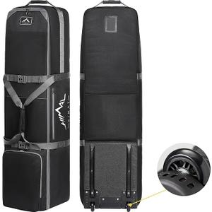 Himal Outdoors Golf Travel Bag - Heavy Duty 600D Polyester Oxford Wear-Resistant, Excellent Zipper Universal Size with Wheels, Soft-Sided Golf Club Travel Cover to Protect Clubs