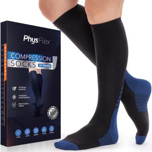 Compression Socks for Women & Men 20-30 mmHg Circulation Support for Nurses, Travel, Flight, Running & Everyday Wear (Black, L/XL)