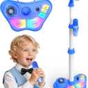 Stand Karaoke Machine Toy for Kids Ages 3-5 4-6 5-7 Birthday Gifts for 3 4 5 6 7 8 Year Old Boy, Kid Rechargeable Karaoke Microphone with 2 Wireless Mics, Bluetooth Speaker Toddlers Boys Party Toys