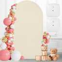 7.2 FT Wedding Arch Backdrop Stand and Cover Set | Metal Backdrop Arch Stand, Balloon Stand, Water Bags | Party, Bridal Show, Birthday, Baby Shower Decorations (Beige Cover)