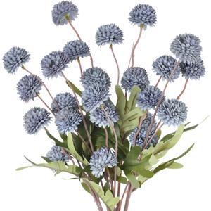 5 Pcs Pompon Mum Artificial Flowers, Dusty Blue Flowers Fake Mini Chrysanthemums Flowers with Stems for Wedding DIY Bouquet Table Centerpieces Floral Arrangements