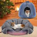 Rywell Heated Cat Bed, Large Versatile Heated Cat Bed Indoor,Soft & Cozy for All Seasons, Always Perfect Temperature with Overheat Protection Pet Bed for Cats & Small Dogs, L