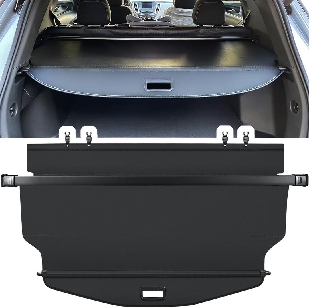 Trunk Cargo Cover for Chevy Chevrolet Equinox GMC Terrain 2018 2019 2020 2021 2022 2023 2024 2025 Retractable Rear Trunk Cargo Luggage Security Shade Cover Shield Waterproof Upgraded Version (Black)