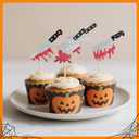 2 x GYGYL 24 PCS Halloween Cupcake Toppers, Glitter Horror Blood Knife Cupcake Picks, Have a Killer Birthday Cake Decorations for Halloween Blood Knife Theme Birthday Party SuppliesBlood Knife