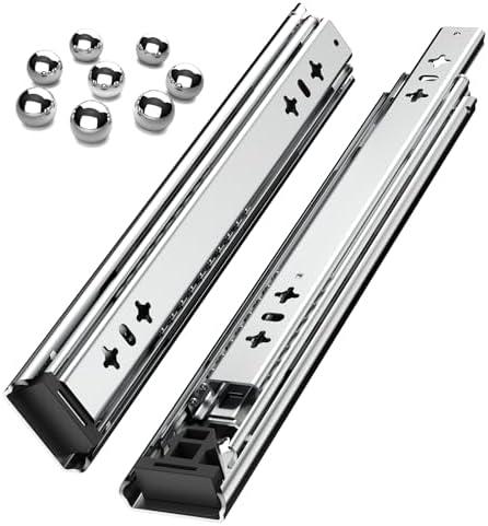 1 Pair Heavy Duty Drawer Slides Full Extension 40" Side & Undermount Ball Bearing Rails, 260LB Stainless Steel 3-Fold Cabinet Hardware (Without Lock, 40")