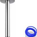 Shower Arm, Shower Pipe with Flange, 8 Inch Ceiling Mount Replacement Rain Shower Head Straight Arm Ceiling-Mounted For Fixed Shower Head & High Pressure Rain, Polished Chrome (Teflon Tape Included)