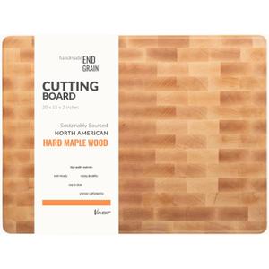 Vandroop Maple End Grain Wood Cutting Boards for Kitchen - 20x15x2 Rectangle Wooden Maple Heavy Butcher Block Kitchen Cutting Board - End-Grain Reversible Chopping Board with Finger Grips