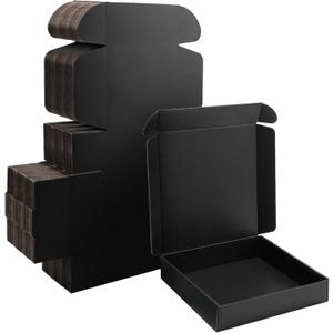 10x10x2 Black Shipping Boxes Small - 25 Pack Corrugated Cardboard Mailer Boxes for Packaging, Mailing, Gift Giving | Sturdy, Recyclable, Perfect for Small Business Supplies, Ecommerce