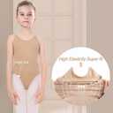 iMucci Professional Leotards for Girls Nude Leotard Seamless Camisole Undergarment with Transition Clear Strap, Medium