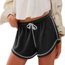 Yousify Womens Casual Shorts Comfy Drawstring Elastic Waist Summer Beach Workout Lounge Shorts for Women (Small, Black)