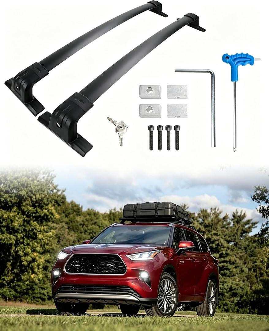 220lbs Upgraded Highlander Heavy Duty Aluminum Roof Rack Cross Bars Compatible with Highlander 2020-2026 XLE Limited Platinum Hybrid (Not for L/LE/LE Hybrid), Cargo Bars with Anti-Theft Lock