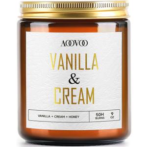 AOOVOO Vanilla Cream Candles - 9 oz Scented Candles, Aromatherapy Candle, Soy Candle for Home Scented