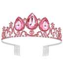 VELSCRUN Princess Tiaras for Girls, Rapunzel Crowns for Girls, Birthday Headbands for Girl, Pink Girl Dress-up Crown, Princess Birthday Decorations Halloween Cosplay Prom Hair Accessories