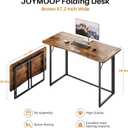 JOYMOOP Folding Desk Rustic Brown - 47.2", No Assembly Foldable Desk for Home, Office - Large Size, Wooden Top Folding Computer Desk for Working, Writing, Studying, 47.2" Width