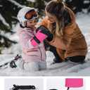 Caracaleap Toddler Kids Snow Mittens Waterproof Ages 2-7, Thinsulate Warm Boys Girls Winter Ski Mittens for Kids (Pink)