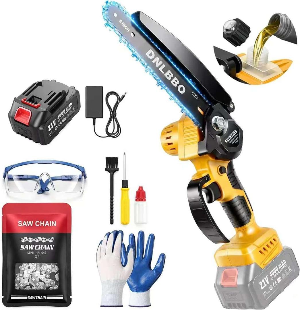 Mini Chainsaw Cordless, 8 IN Brushless Electric Chainsaw for Wood Cutting