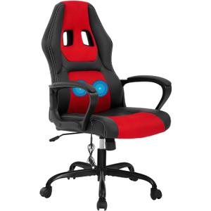 Video Game Chair, Gaming Chair Adjustable Swivel Office Chairs, Ergonomic Pu Leather PC Computer Chairs with Massage Lumbar Support 300lbs Weight Capacity(Red)