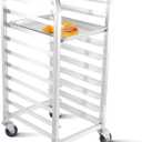 BIEAMA 10-Tier Half Sheet Pan Rack, NSF Bun Pan Rack, Aluminum Bakery Rack, Commercial Kitchen Bakery Cooling Rack, Speed Rack with 4 Wheels for 18" x 13" Sheet Pan