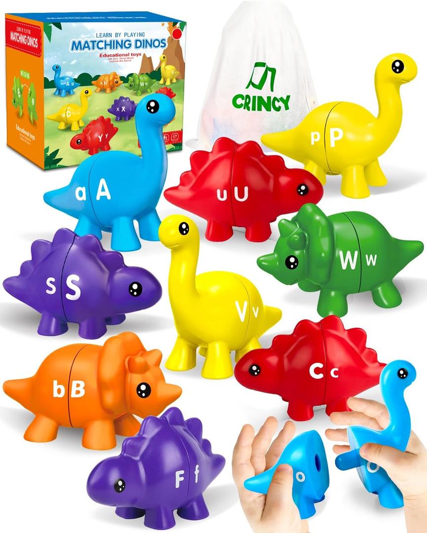 2 x 52PCS Dinosaurs Alphabet Learning Toy for Kids 2-4, Montessori ABC Matching Letters Dino Toys Gifts for Toddlers 3-5, Educational Fine Motor Preschool Learning Toys for 2 3 4 Year Old Boys Girls