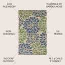 JONATHAN Y Floral Textured Weave Indoor Outdoor Square Area Rug 4X4 Navy/Green, Zinnia Modern for Backyard, Patio, Porch, Easy-Cleaning, High Traffic, Pet-Friendly, Non-Shedding (SMB110B-4SQ)