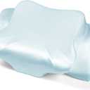 Satin Pillowcase for Cervical Pillows, (Cover Only) Fit for 24.8"x14.96"x5.51"/3.54" Orthopedic Neck Support Pillow, Silky Smooth Pillowcase Cover with Zipper Closure (Light Blue)