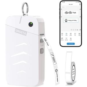 ORGSTA Label Maker Machine with Tape Bluetooth Portable Thermal Labelling Printer for School Home Office Organization, Wireless Mini Labeler S001 Label Machine with Label Sticker Maker, White
