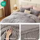 Intelligent Design Malea Shaggy Comforter Set, Long Faux Fur Cozy Down Alternative, Modern Casual Ultra Soft All Season Fluffy Bedding with Matching Sham, King/Cal King, Grey 3 Piece