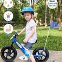 KRIDDO Pro Toddler Balance Bike 2+ Year Old with Hand Brake and Kickstand, 12 Inch Push Bicycle, Gift Bike for 2-5 Boys Girls, Blue