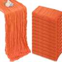 12 Pack Orange Cheesecloth Table Runner 10ft Boho Gauze Fabric Cheese Cloth Table Runner 35 x 120 Inch Rustic Sheer Runner for Romantic Wedding Decor Bridal Shower Party Table Centerpiece Decoration