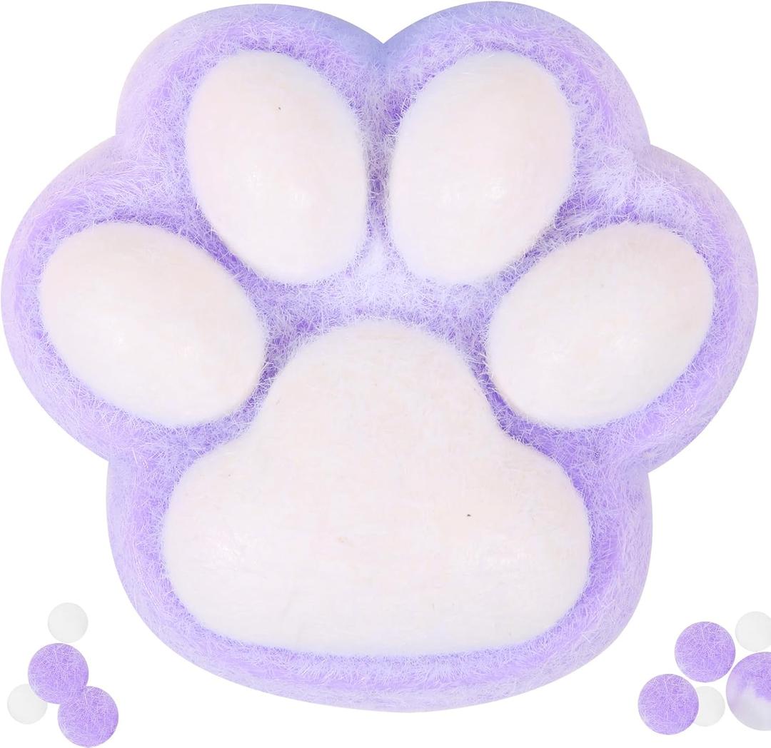 1pcs Cat Paw Squishy Toy, 5 in Big Cute Kawaii Fufu Squishies, Sticky Cat Paw Fur Ball, Super Soft Stress Relief Funny Fidget Toys, Novelty Things Suitable for Adults Kids